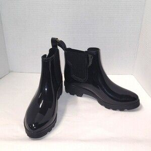 Seven Hailfax women's rain slip on short black boots NWT size 9